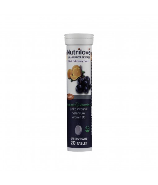 Nutrilove -Sambucus Nigra -Vitamin C -Çinko -Selenyum ve Vitamin D içeren 20 Effervesan Tablet 