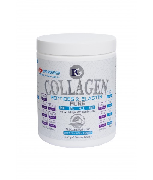 BEAUTYGLOW Collagen Peptides & Elastin–pure Iperlage-keratin Vitaminler 5-htp Italyan Balık Kollajeni Toz 550g.