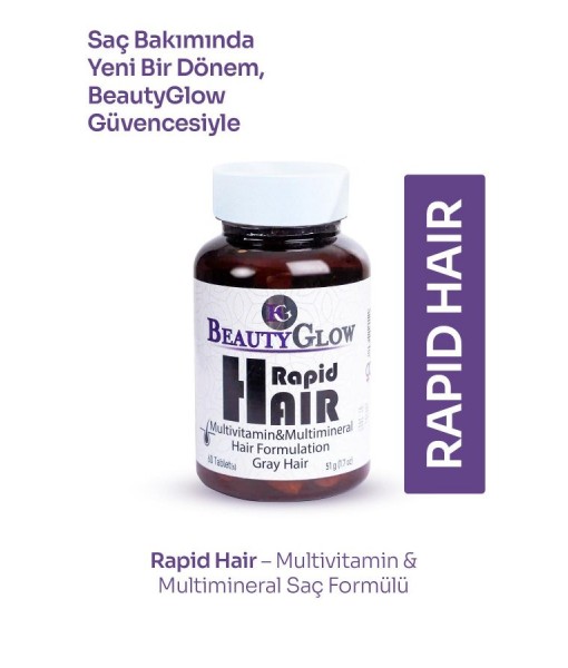 BEAUTYGLOW Rapid Hair – Multivitamin, Multimineral & Siberian Sarımsağı Içerikli Saç Formülü 60 Tablet