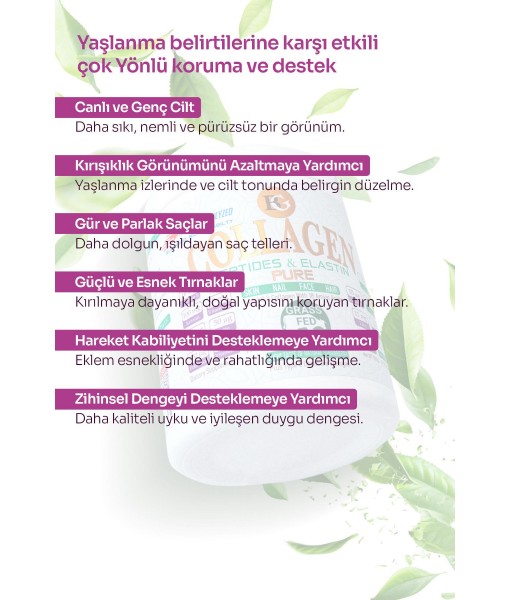 BEAUTYGLOW Collagen Peptides & Elastin–pure Collasel-keratin Vitamin Mineral 5-htp Sığır Kollajeni Toz 550 G.