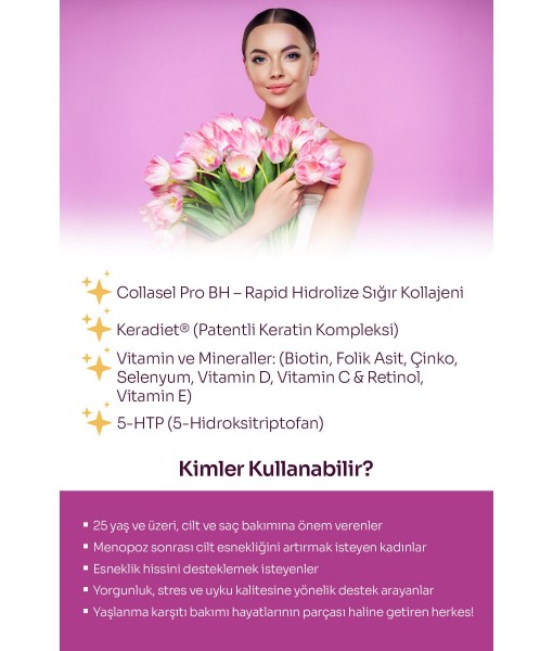 BEAUTYGLOW Collagen Peptides & Elastin–pure Collasel-keratin Vitamin Mineral 5-htp Sığır Kollajeni Toz 550 G.