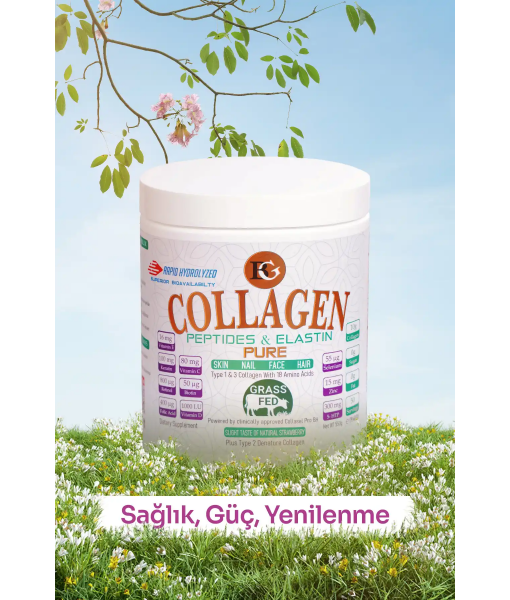BEAUTYGLOW Collagen Peptides & Elastin–pure Collasel-keratin Vitamin Mineral 5-htp Sığır Kollajeni Toz 550 G.