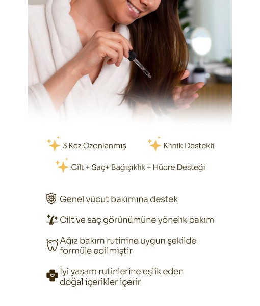BEAUTYGLOW ® Triple Cycle Teknolojilisi ile Ozonlu 650 polifenol  Zeytin Yağı içerikli Damlalıklı Serum 30 mL . Saçlarınıza ve saç derisine nüfuz eden kökten uca besleyen ve onaran formül 
